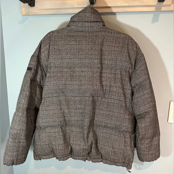 BCBGeneration Plaid Puffer Coat in Black/Grey - Picture 5 of 14